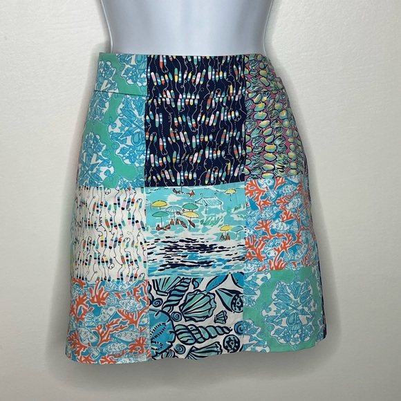 Jupe Neuve Lilly Pulitzer MARIGOLD SKORT INDIGO SEA STAR - Taille 0, Style Mini, Motifs Blanc Marine Rose
